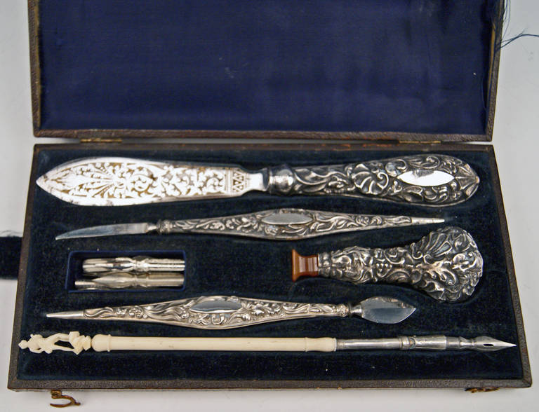 silver writing set