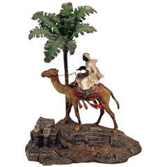 Vienna Bronze Vintage Franz Bergman Arab Warrior Riding on Camel Inkwell, 1890 8