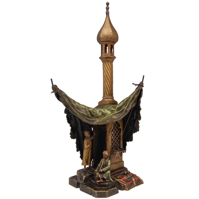 Vienna Bronze Table Lamp Vintage by Franz Bergman Smoking Arab Man, circa 1890 For Sale