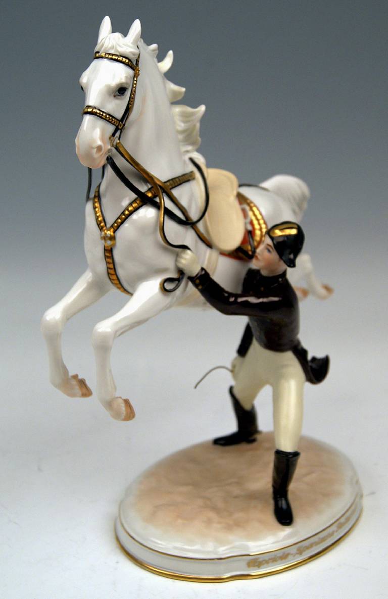 Porcelain Vienna Augarten Horse Capriole Spanish Riding School, circa 1930