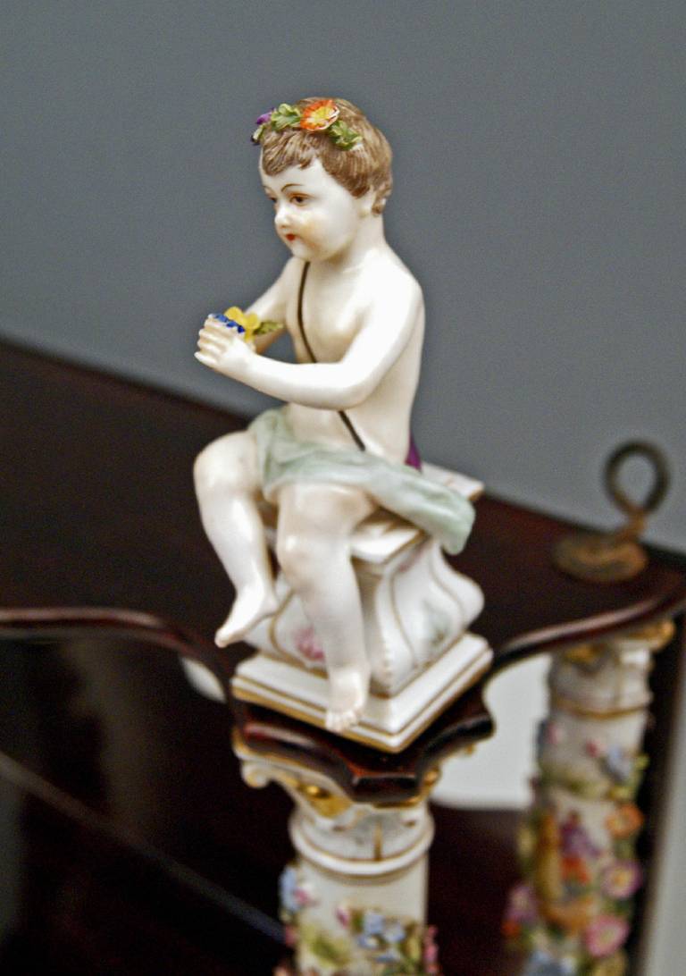 19th Century Porcelain Shelves Dresden Porcelain with Cherubs, circa 1880