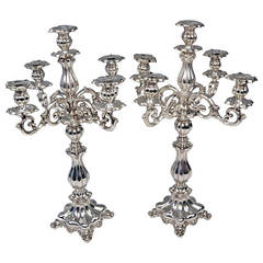 Pair of Huge Silver Candlesticks, Germany, circa 1840-1850