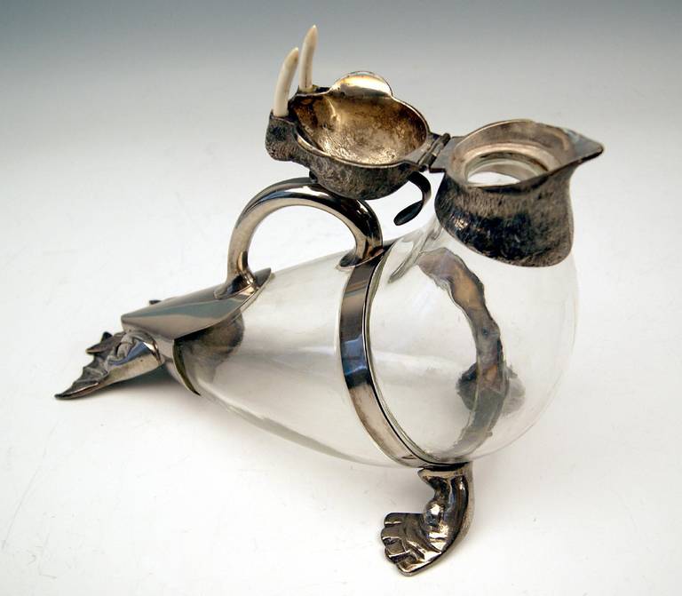 Austrian Silver-Plated Carafe Jug Shaped as a Walrus, circa 1900 1