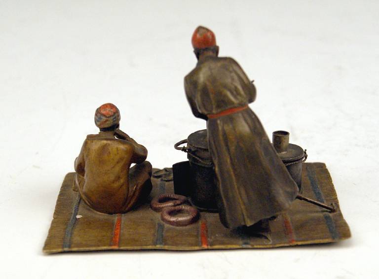 Vienna Bronze by Franz Bergman(n), Two Arab Men Busy with Preparing Tea 1