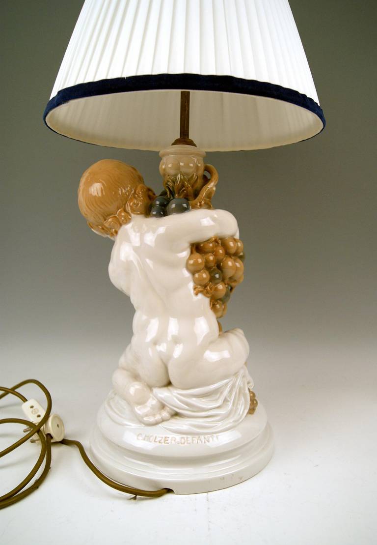 Porcelain Rosenthal Germany Huge Cherub Table Lamp by Constantin Holzer-Defanti circa 1920
