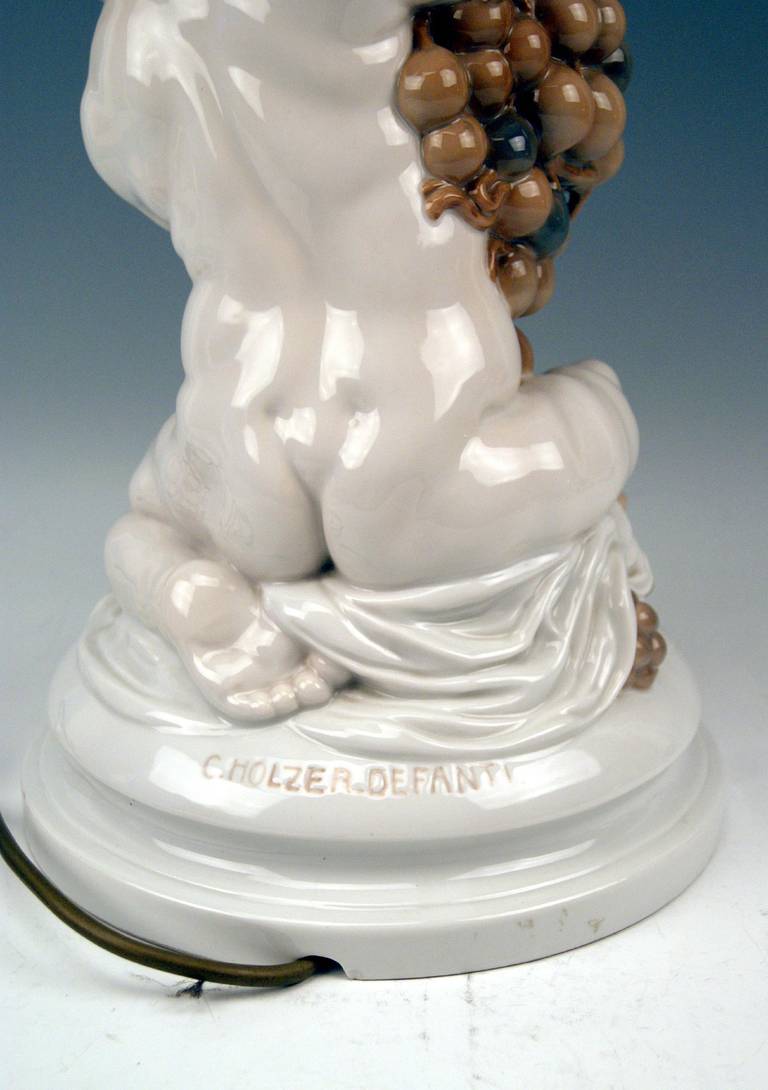 Rosenthal Germany Huge Cherub Table Lamp by Constantin Holzer-Defanti circa 1920 1