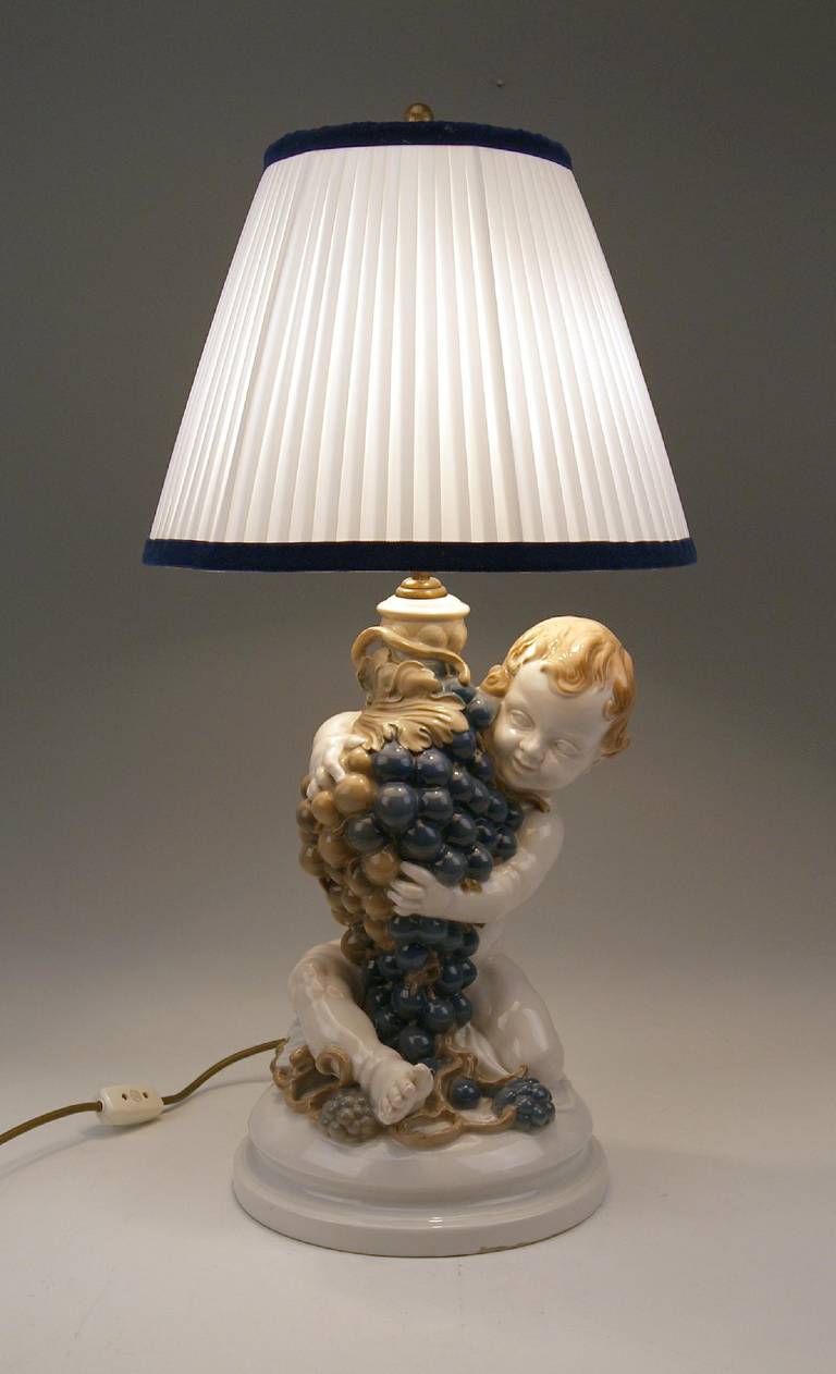 Rosenthal Germany Huge Cherub Table Lamp by Constantin Holzer-Defanti circa 1920 4