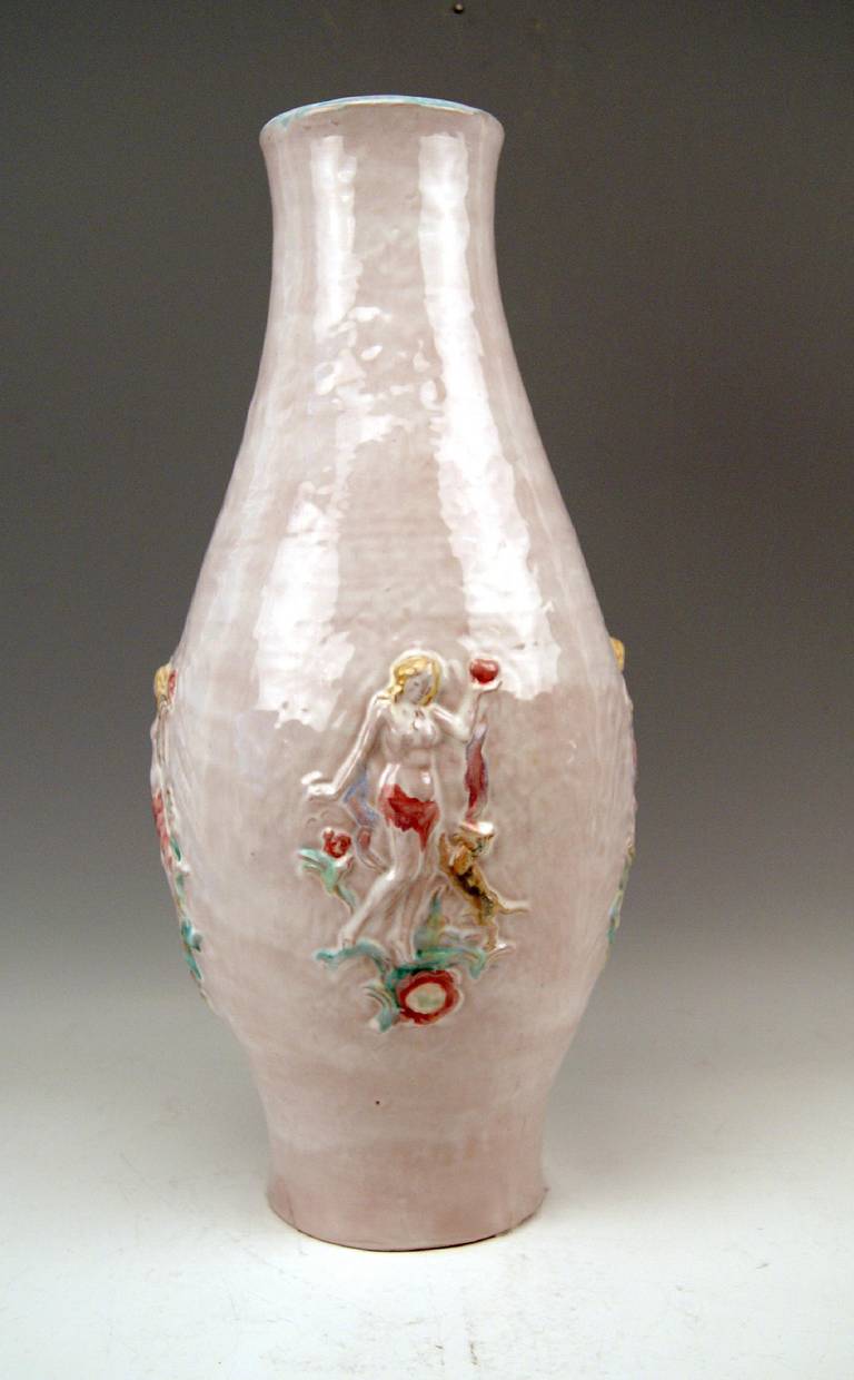 Art Nouveau Austrian Huge Ceramics Keramos Vase Designed by Susi Singer, circa 1925 For Sale