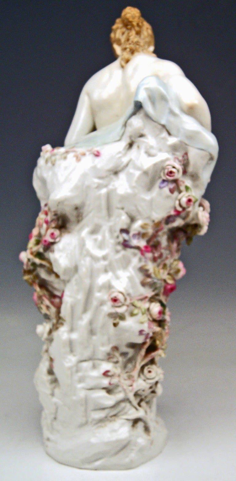 German Meissen Art Nouveau Figurine the Blossoming Woman by W. Schott Rarity