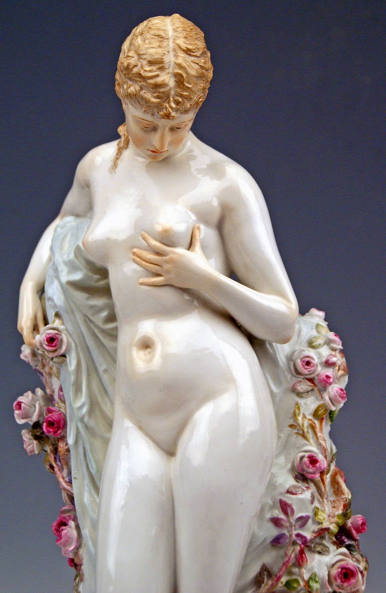 20th Century Meissen Art Nouveau Figurine the Blossoming Woman by W. Schott Rarity