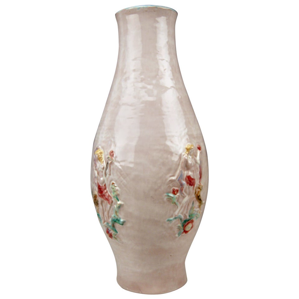 Austrian Huge Ceramics Keramos Vase Designed by Susi Singer, circa 1925