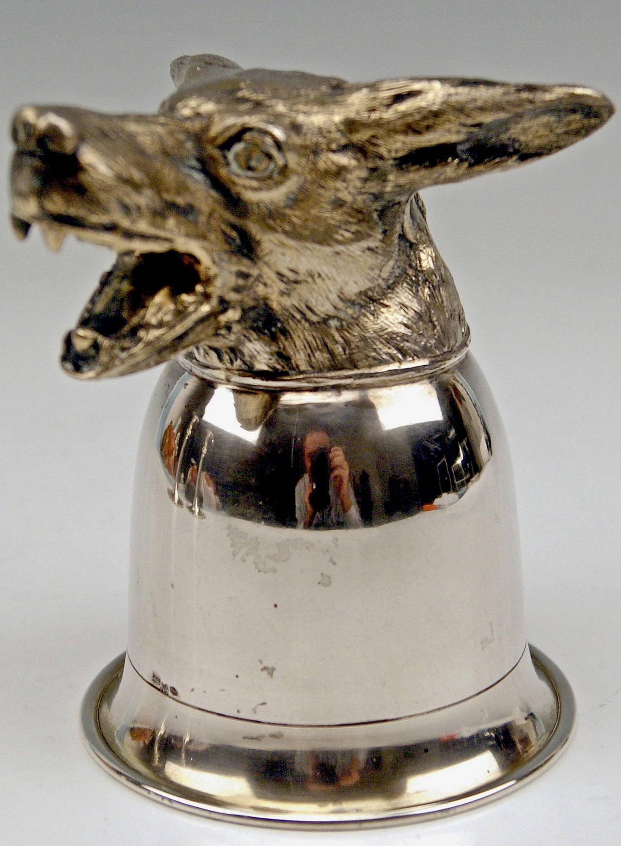 Mid-20th Century Silver Italian Milan Rare Beaker Snarling Wolf (German: Sturzbecher) c.1940