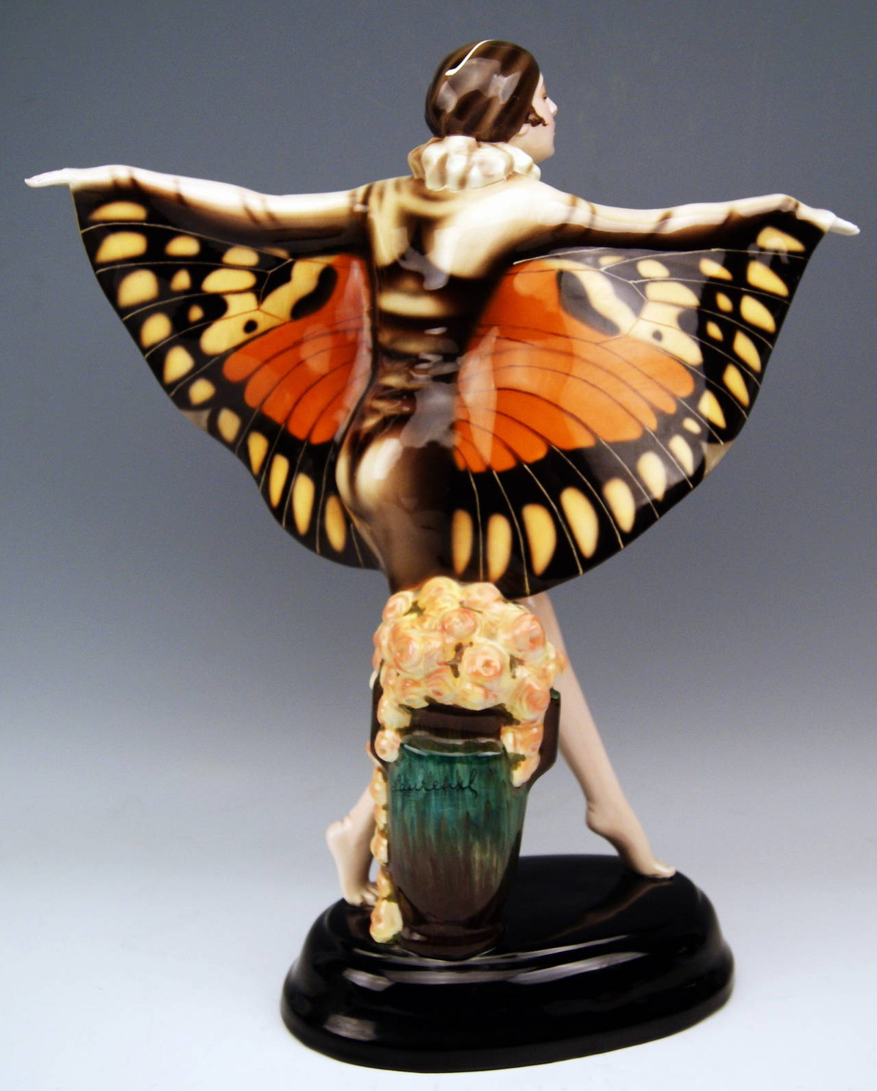 Mid-20th Century Tall Goldscheider Figurine, the Captured Bird Josef Lorenzl, Model 5230