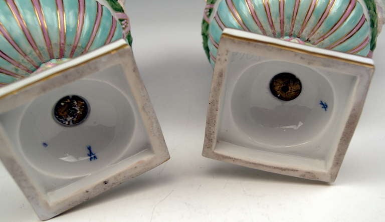 Meissen Porcelain Pair Of Vases With Figurines 19th Century 1