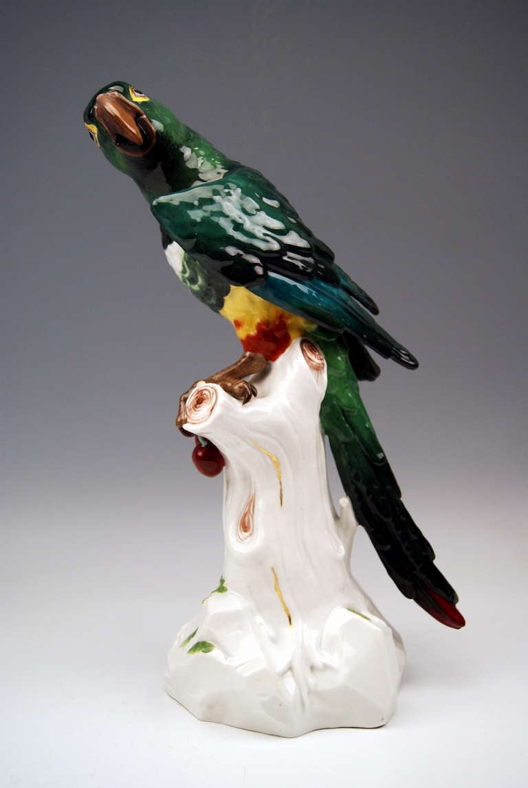 Baroque Revival Meissen Animal Figurine Parrot Macaw 19th Century, Kaendler