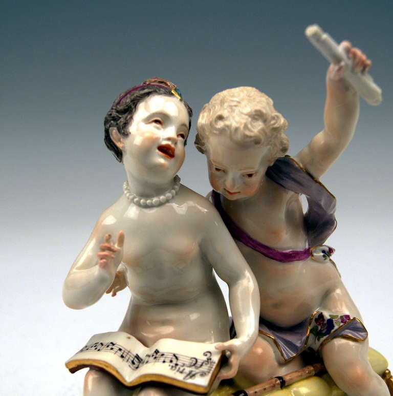 18th Century and Earlier Meissen Pair Of Children  18th Century Made 1740-50