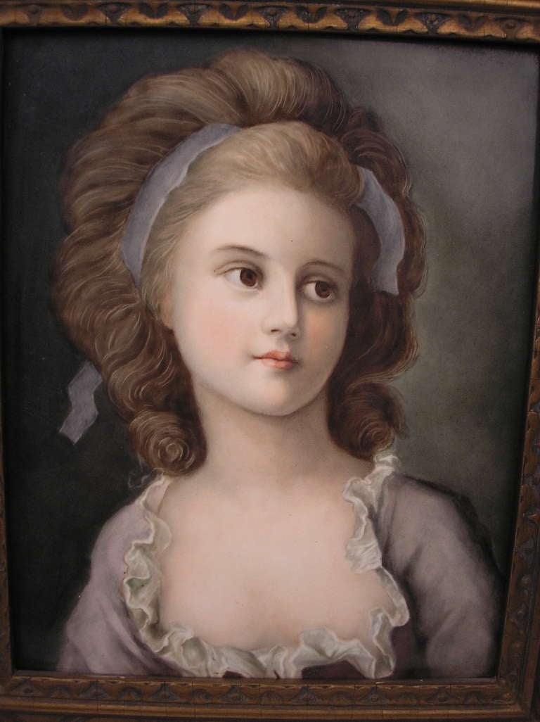 KPM BERLIN GORGEOUS PORCELAIN PICTURE PAINTING:
COUNTESS SOFIA POTOCKA   (1760 - 1822), BASED ON PAINTING OF FRENCH SCHOOL (attributed to Alexander Kucharsky 1741-1819 or to Salvatore Tonci 1756-1844).
The picture shows Countess Sofia Potocka