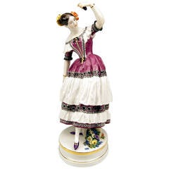 Meissen - Figurine rare - Danseuse autrichienne Fanny Elssler avec castagnettes:: vers 1870