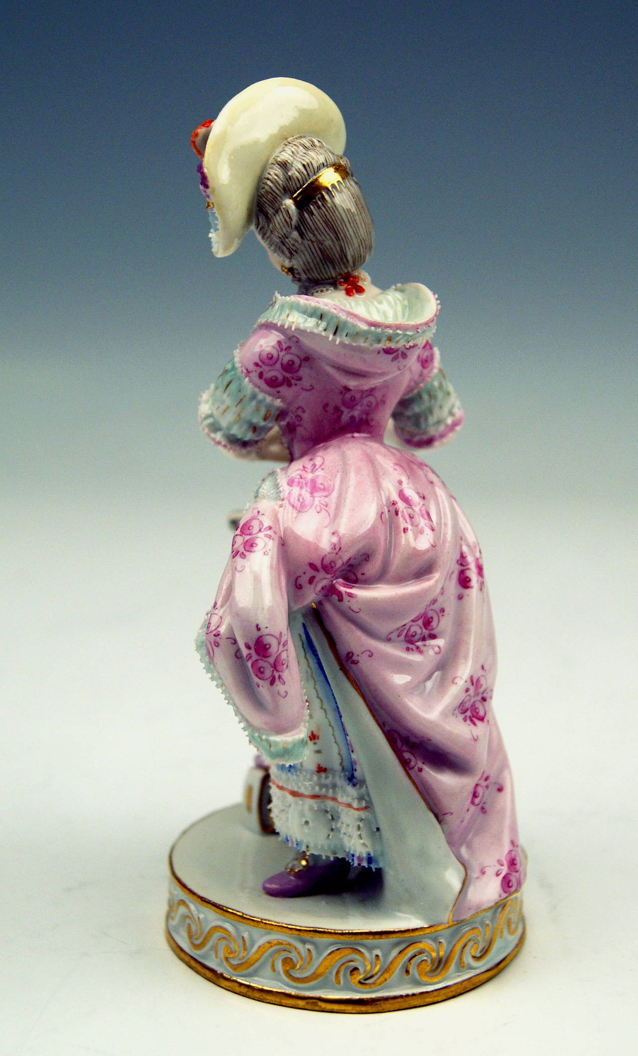 Glazed Meissen Lovely Rococo Figurine The Female Card Player by Acier c.1870