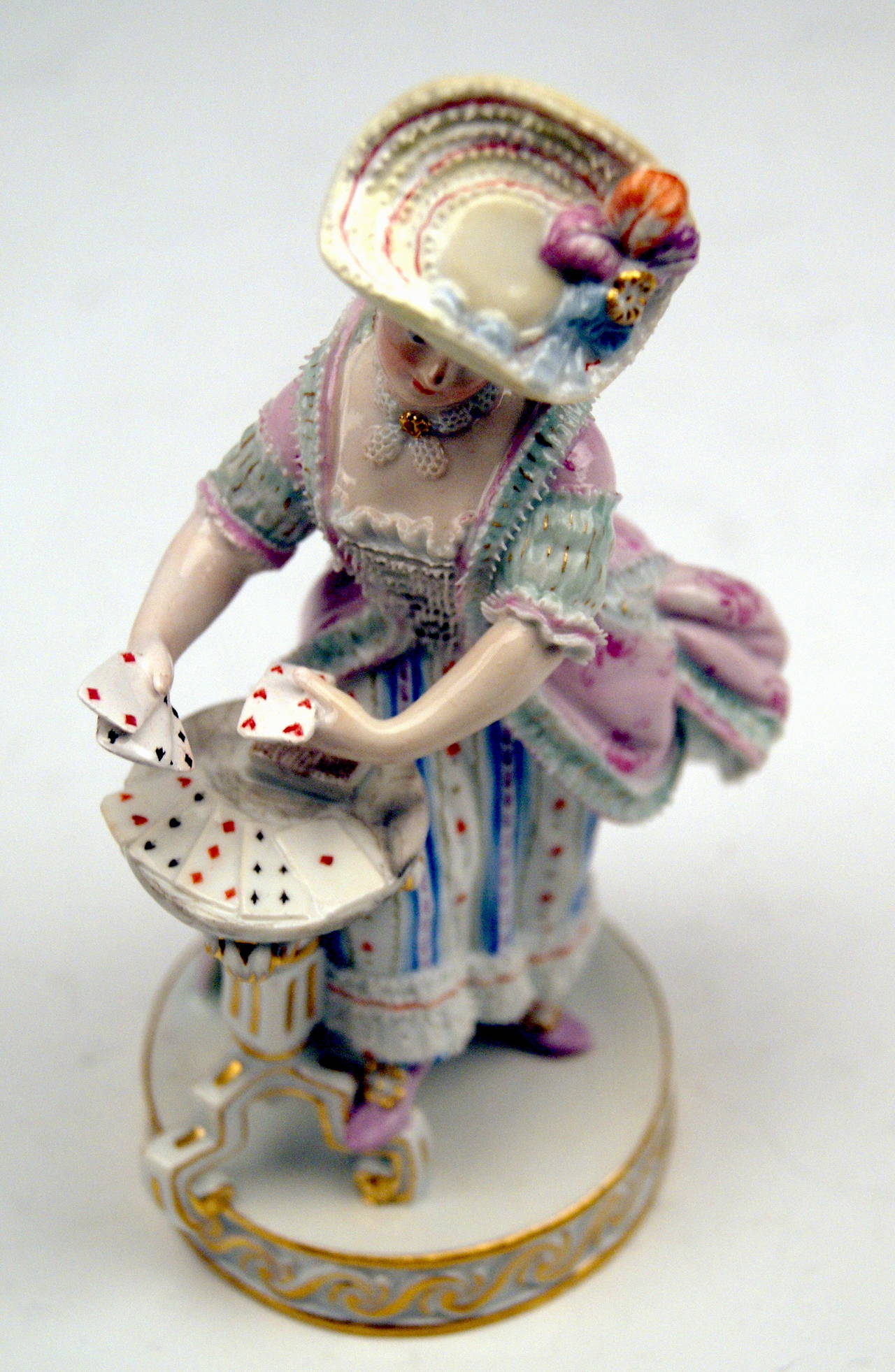 Meissen Lovely Rococo Figurine The Female Card Player by Acier c.1870 1