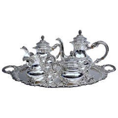 Sterling Silver Coffee Tea Set German made by Gayer and Krauss early 20th c.