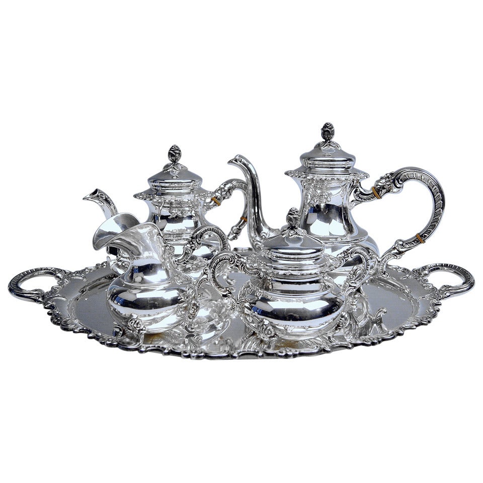 Sterling Silver Coffee Tea Set German made by Gayer and Krauss early 20th c.
