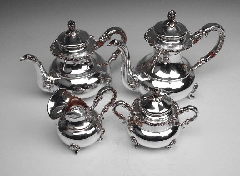 Sterling Silver Coffee Tea Set German made by Gayer and Krauss early 20th c. In Excellent Condition In Vienna, AT