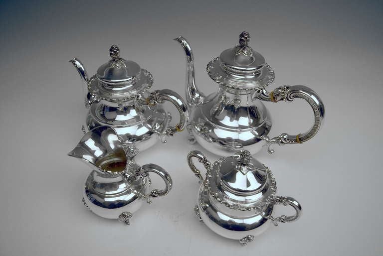 20th Century Sterling Silver Coffee Tea Set German made by Gayer and Krauss early 20th c.