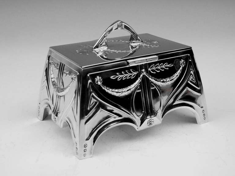 Silver Sugar Bowl Box Art Nouveau - German by Koch and Bergfeld Bremen Silver 800 Early 20th Century 1