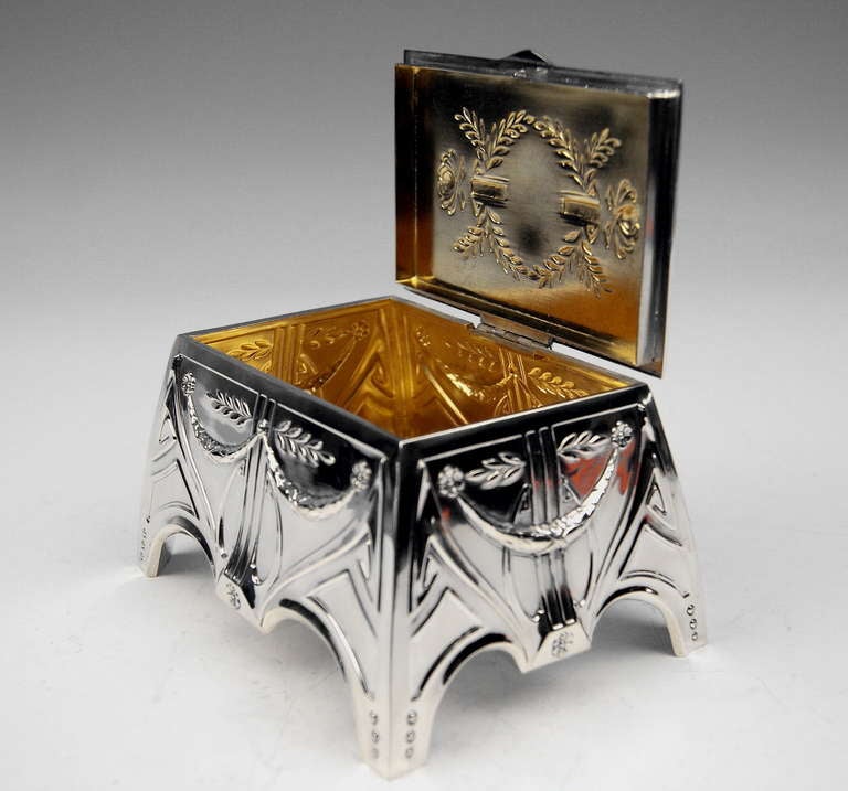 Silver Sugar Bowl Box Art Nouveau - German by Koch and Bergfeld Bremen Silver 800 Early 20th Century 2
