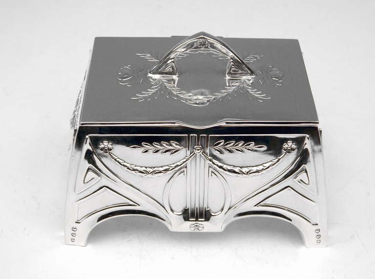 Silver Sugar Bowl Box Art Nouveau - German by Koch and Bergfeld Bremen Silver 800 Early 20th Century 3