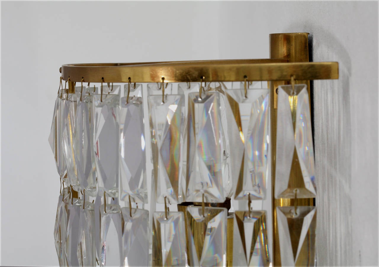 20th Century Pair of High Quality Vienna Crystal Glass Sconces, Bakalowits & Sohne Attributed