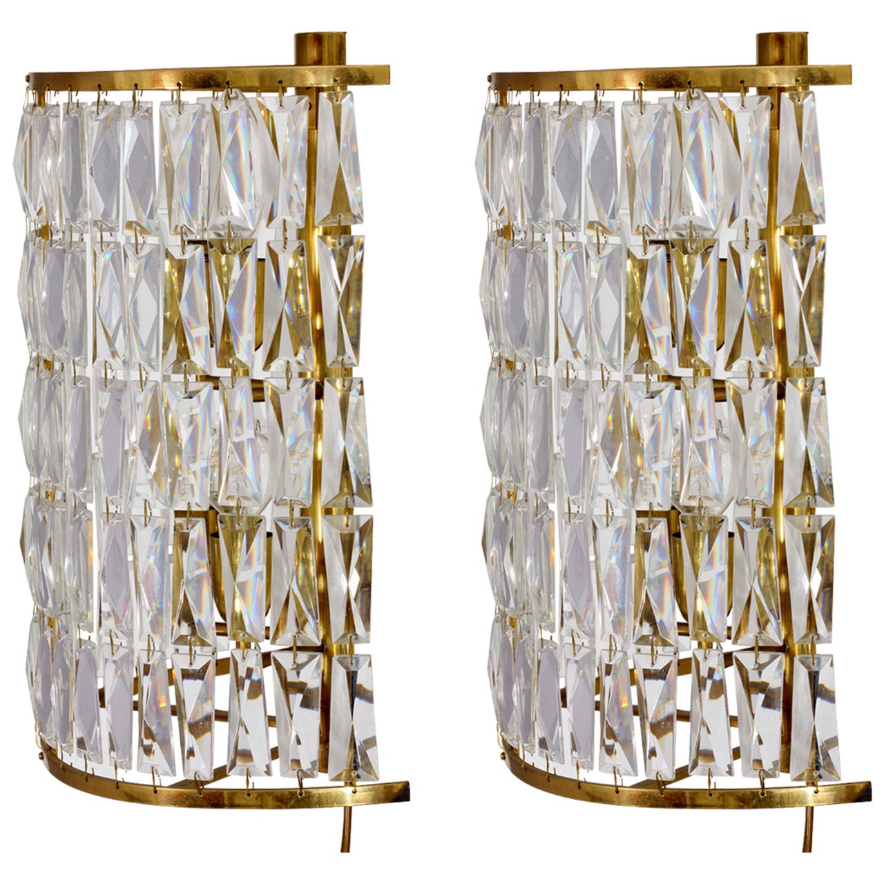 Pair of High Quality Vienna Crystal Glass Sconces, Bakalowits & Sohne Attributed