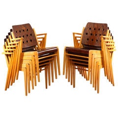 Ten Stacking "Austro Chairs" by Franz Schuster, Vienna, 1953