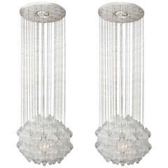 JT Kalmar-a pair of "Tulipan" crystal glass hanging chandeliers