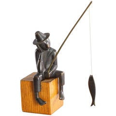 Werkstaette Hagenauer Sitting Fisherman Sculpture, 1950 9