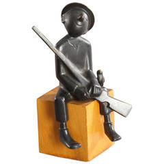 Werkstaette Hagenauer Sitting Hunter Sculpture, 1950 10