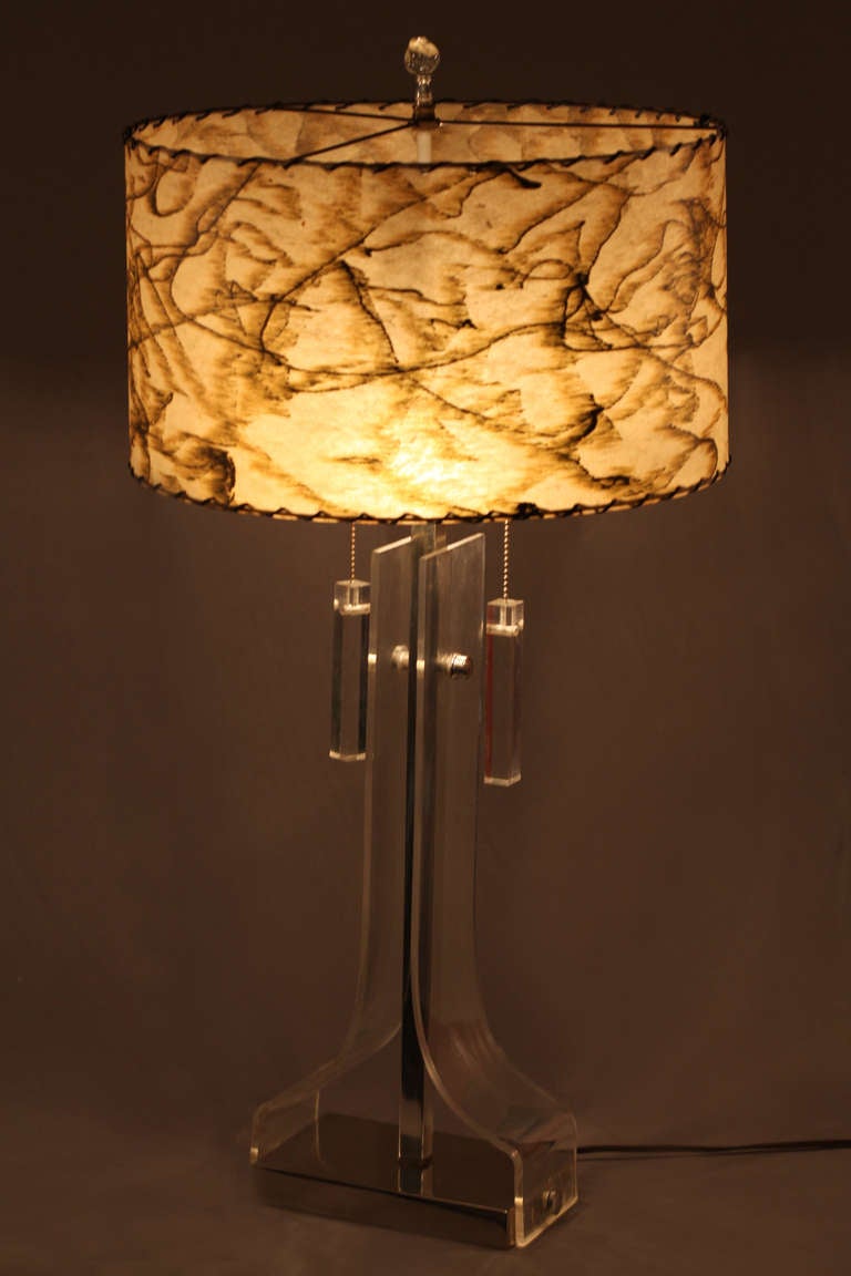 Chrome Amazing Sculptural Lucite Table Lamp, 1970s, Italian
