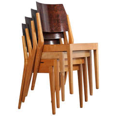 Set of Four Stacking Chairs by Austrian Architect Prof. Karl Schwanzer, Vienna 1953
