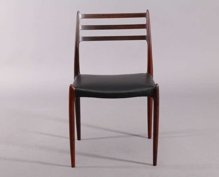 Mid-20th Century Amazing Set of Eight Rosewood Dining Room Chairs by Niels Möller-Denmark 1950