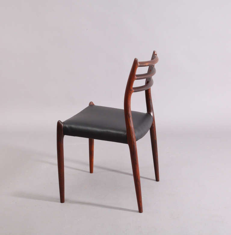 Amazing Set of Eight Rosewood Dining Room Chairs by Niels Möller-Denmark 1950 In Excellent Condition In Vienna, Vienna