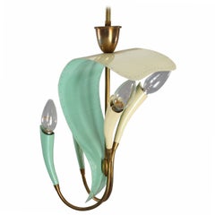 Enameled Stilnovo Attributed Hanging Lamp, Italy, 1950