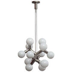 Amazing Atomic Nickel Chandelier by J.T. Kalmar - Vienna 1970