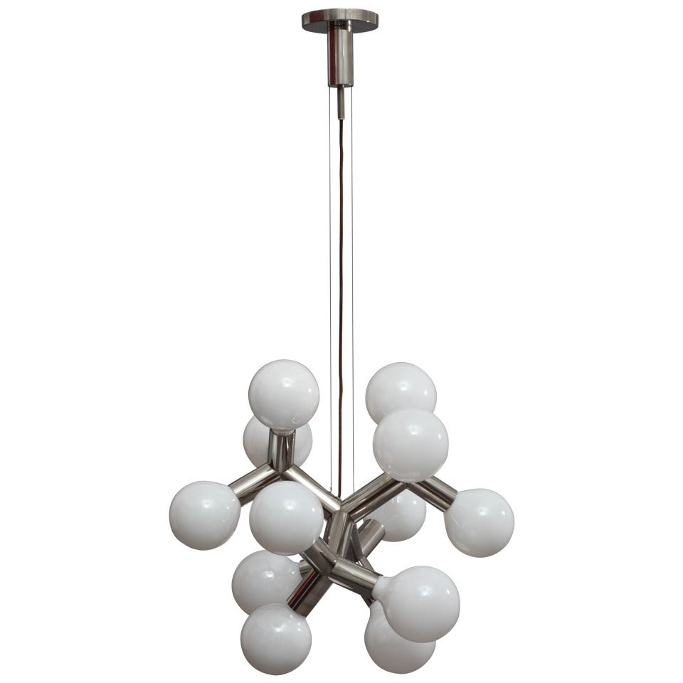 Außergewöhnlicher Atomic-nickel-Kronleuchter von J.T. Kalmar - Wien 1970
