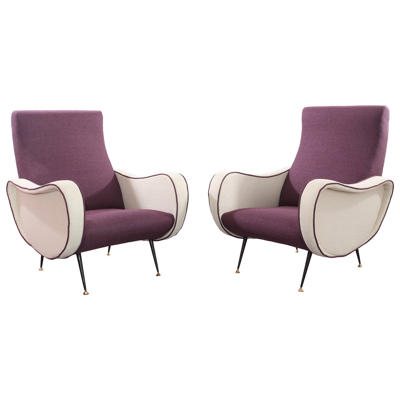 Pair of Armchairs Model "Ladychair" in the Style of Marco Zanuso, Italy 1950