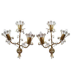 Charming Pair of Modernist Wall Lamps Manufactured by Lobmeyr, Vienna, 1950 6
