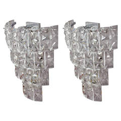 Amazing Pair of Huge Crystal Glass Sconces by Kinkeldey, 1950 2