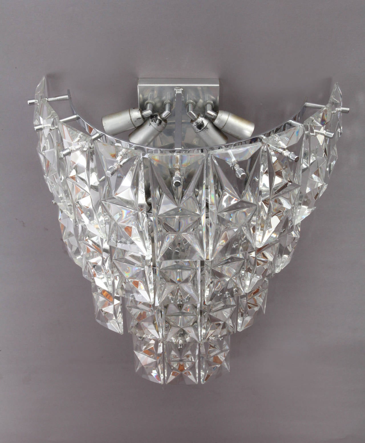 Amazing Pair of Huge Crystal Glass Sconces by Kinkeldey, 1950 im Zustand „Hervorragend“ in Vienna, Vienna