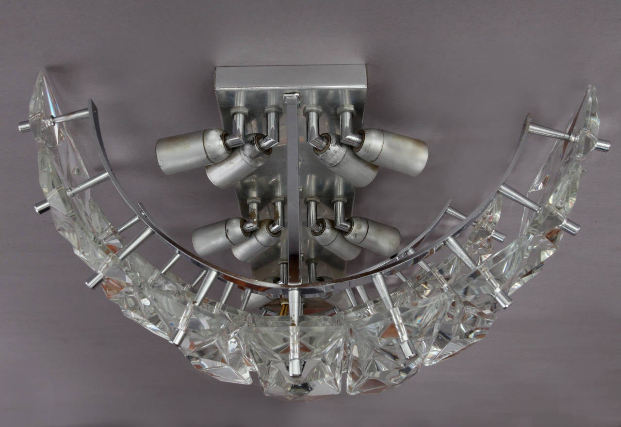 Amazing Pair of Huge Crystal Glass Sconces by Kinkeldey, 1950 (Moderne der Mitte des Jahrhunderts)