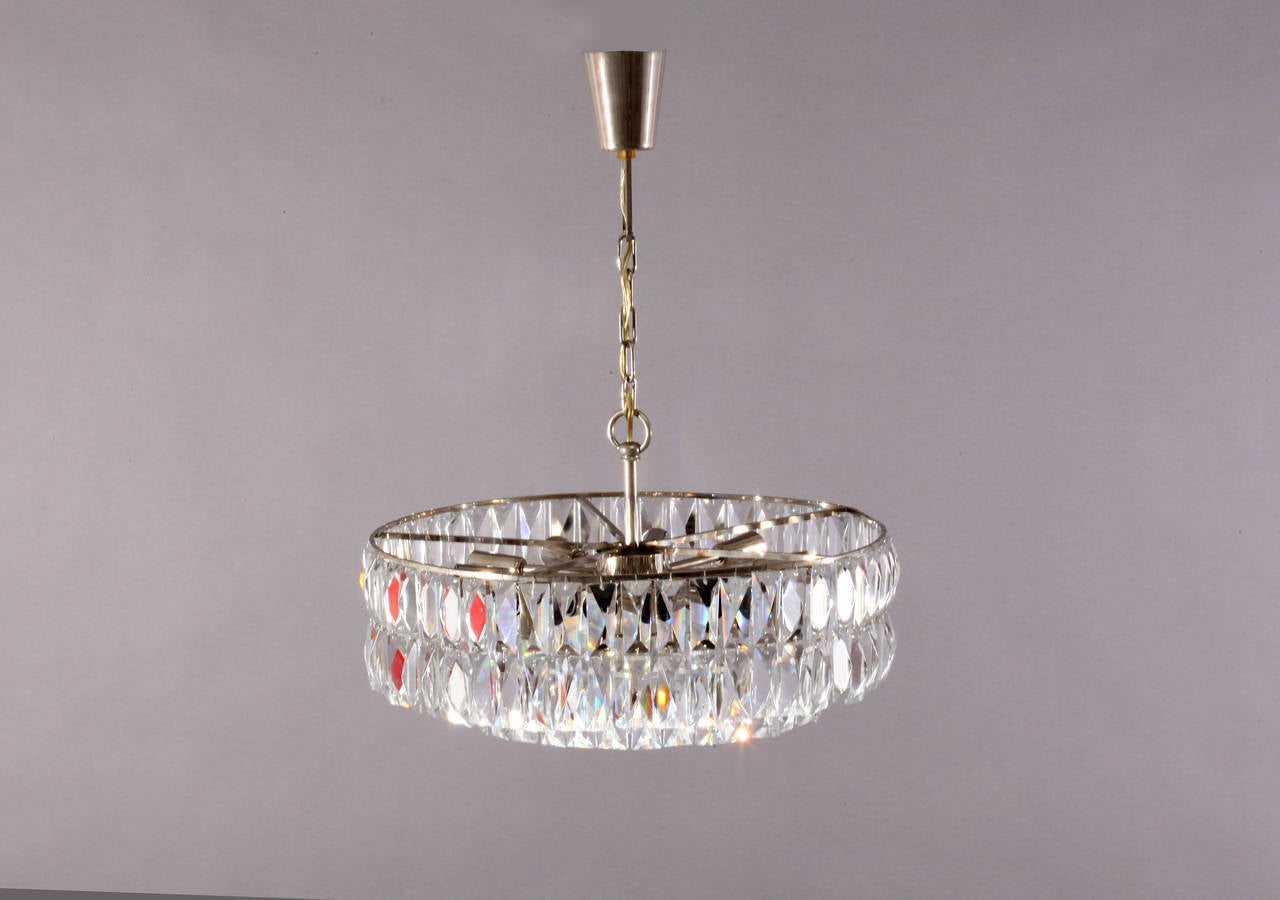 Mid-Century Modern Stunning Chandelier with Large Crystals by Bakalowits & Sohne, Vienna, 1960s